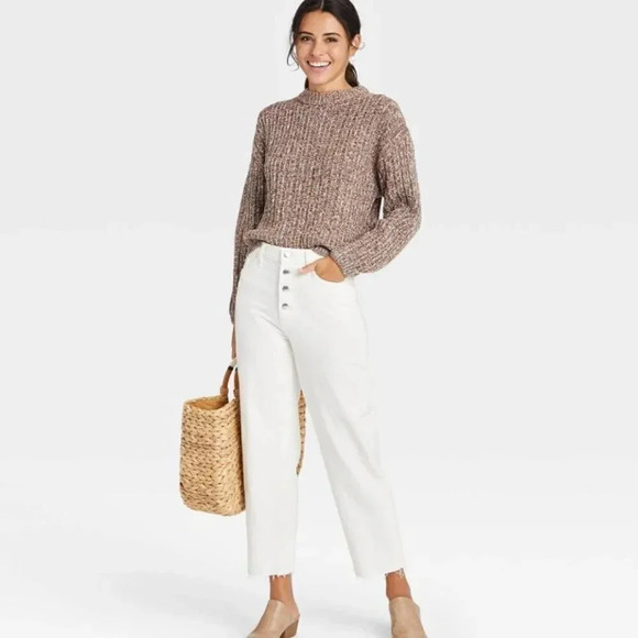 Universal Thread Brown White Crew neck Pullover Sweater XS - Picture 3 of 8